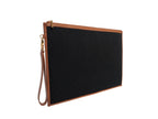 Large Pouch in Logo Jacquard Print - Black/Tan