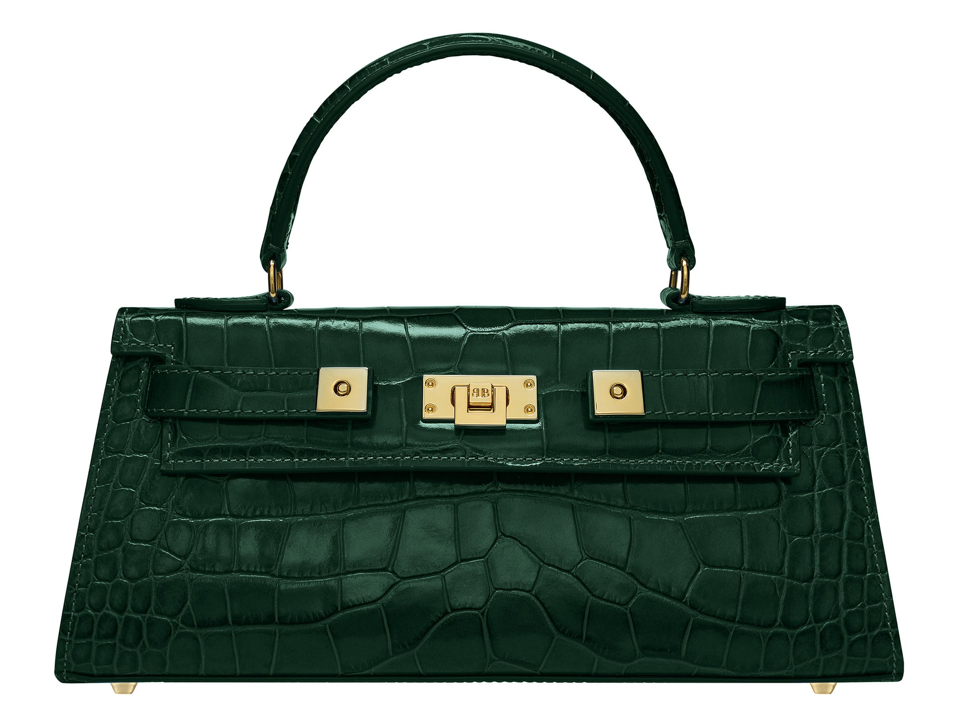 Maya East West 'Croc' Print Handbag Dark Green Lalage Beaumont