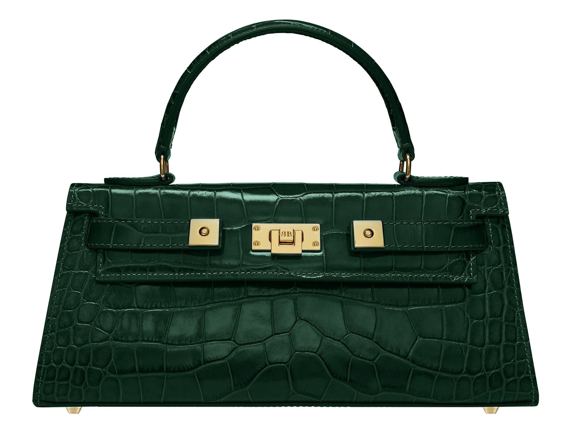 Maya East West 'Croc' Print Handbag Dark Green Lalage Beaumont