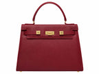 Maya Large Dolomite Pebble Print Calf Leather Handbag - Red