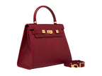 Maya Large Dolomite Pebble Print Calf Leather Handbag - Red