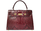 Maya Large Pythonskin Handbag - Wine