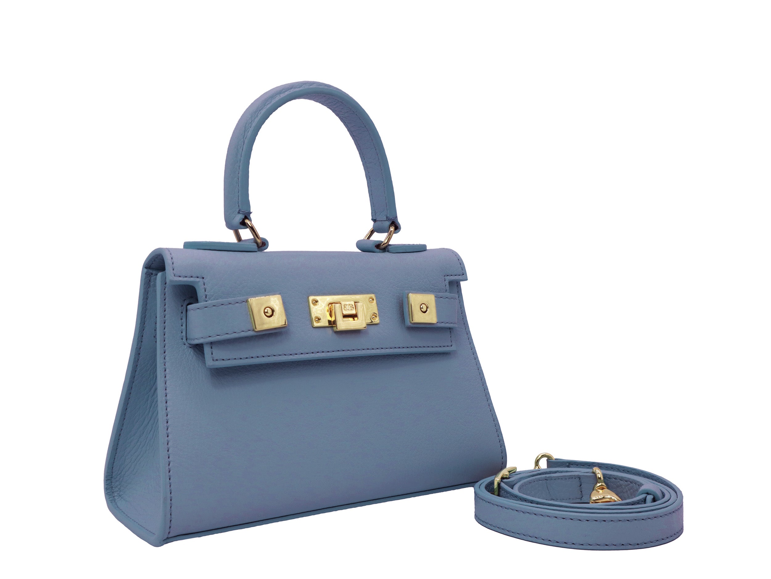 Maya Mignon Alce Leather Handbag Bluebell | Lalage Beaumont