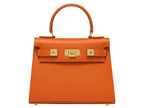 Maya Midi Caribou Soft Grainy Print Calf Leather Handbag - Orange