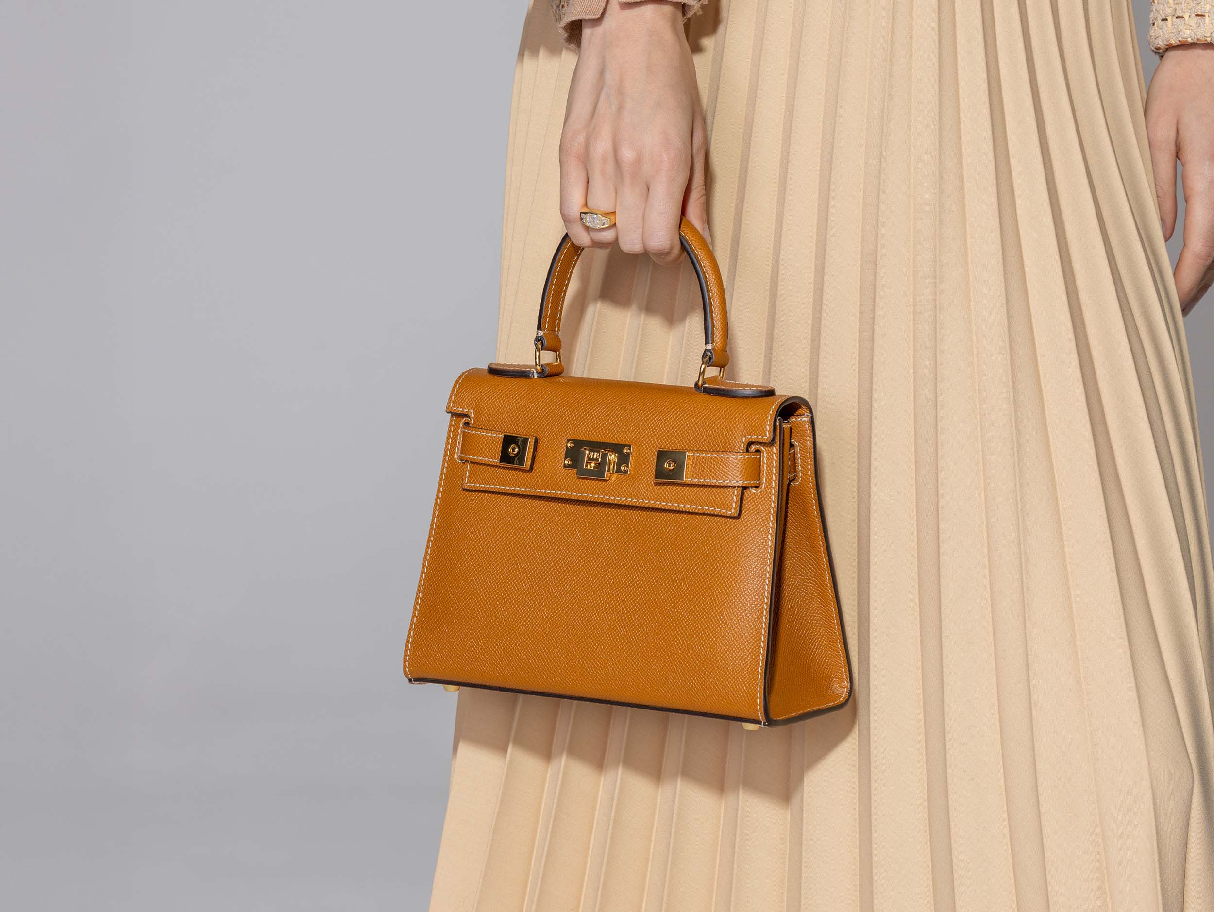 Maya Midi Palmellato Handbag Tan | Lalage Beaumont