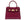Red ‘lizard’ print Italian leather handbag with gold accents on a white background