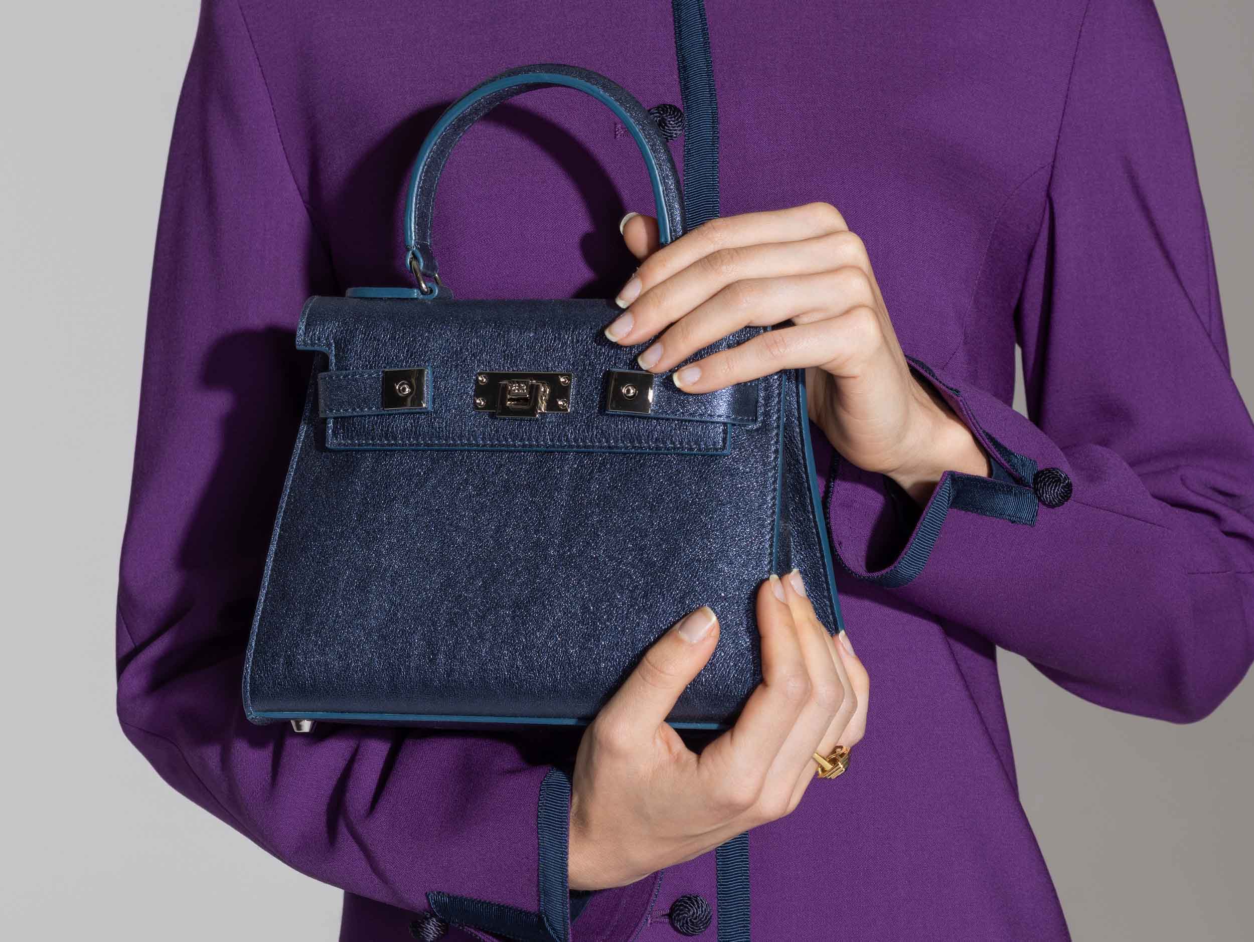 Maya Midi Caribou Soft Grainy Print Calf Leather Handbag - Sparkle