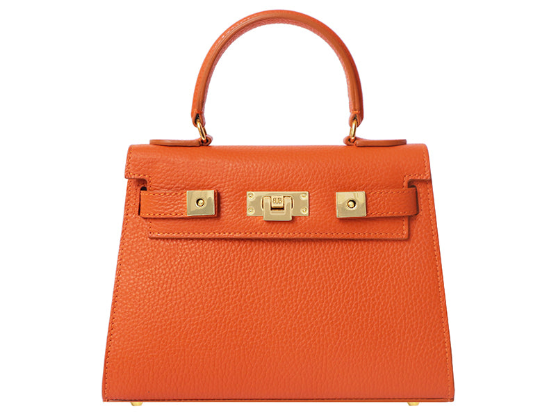 Maya Midi Caribou Soft Grainy Print Calf Leather Handbag - Orange