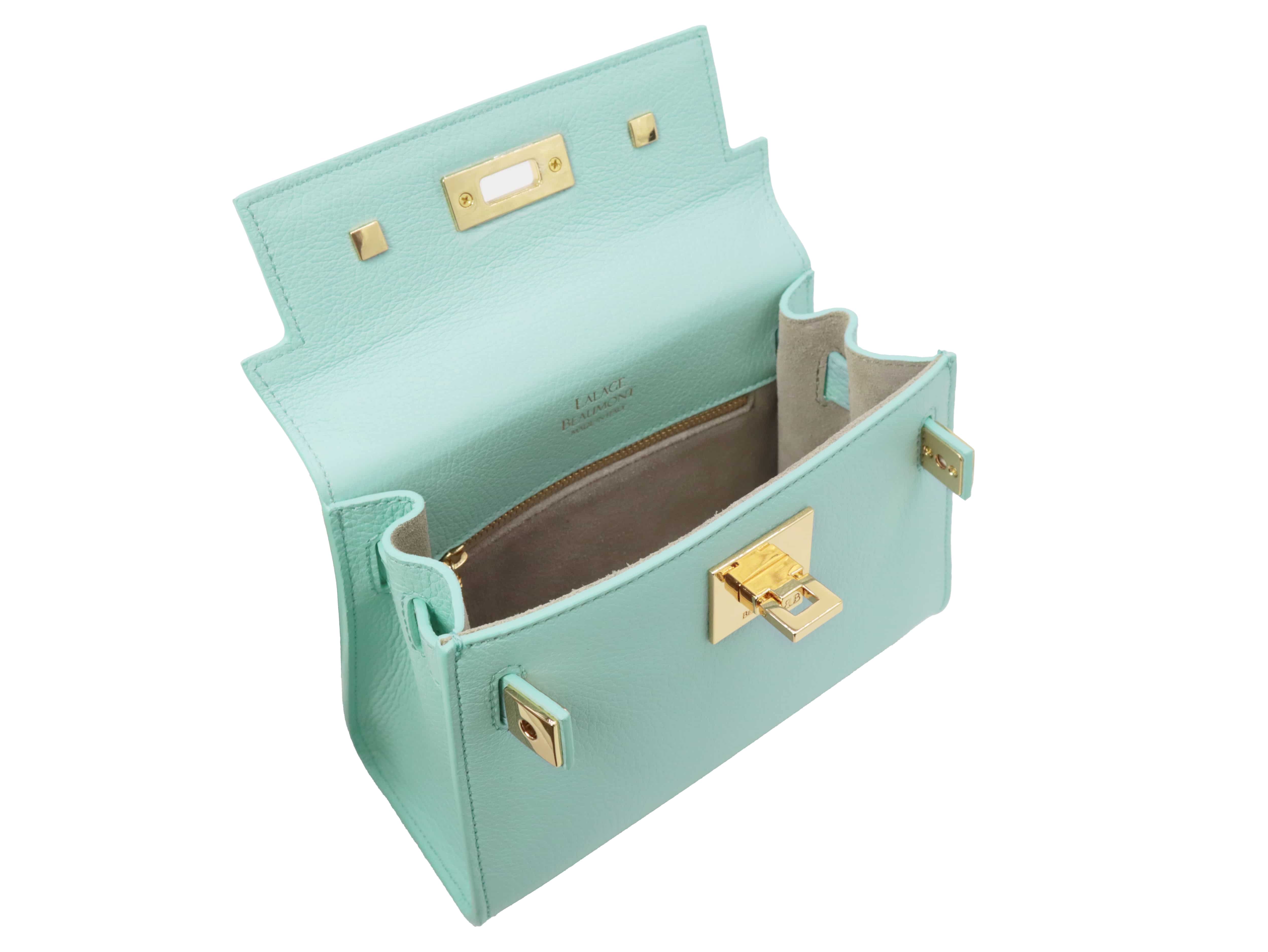 Maya Mignon Alce Leather Handbag Aqua | Lalage Beaumont