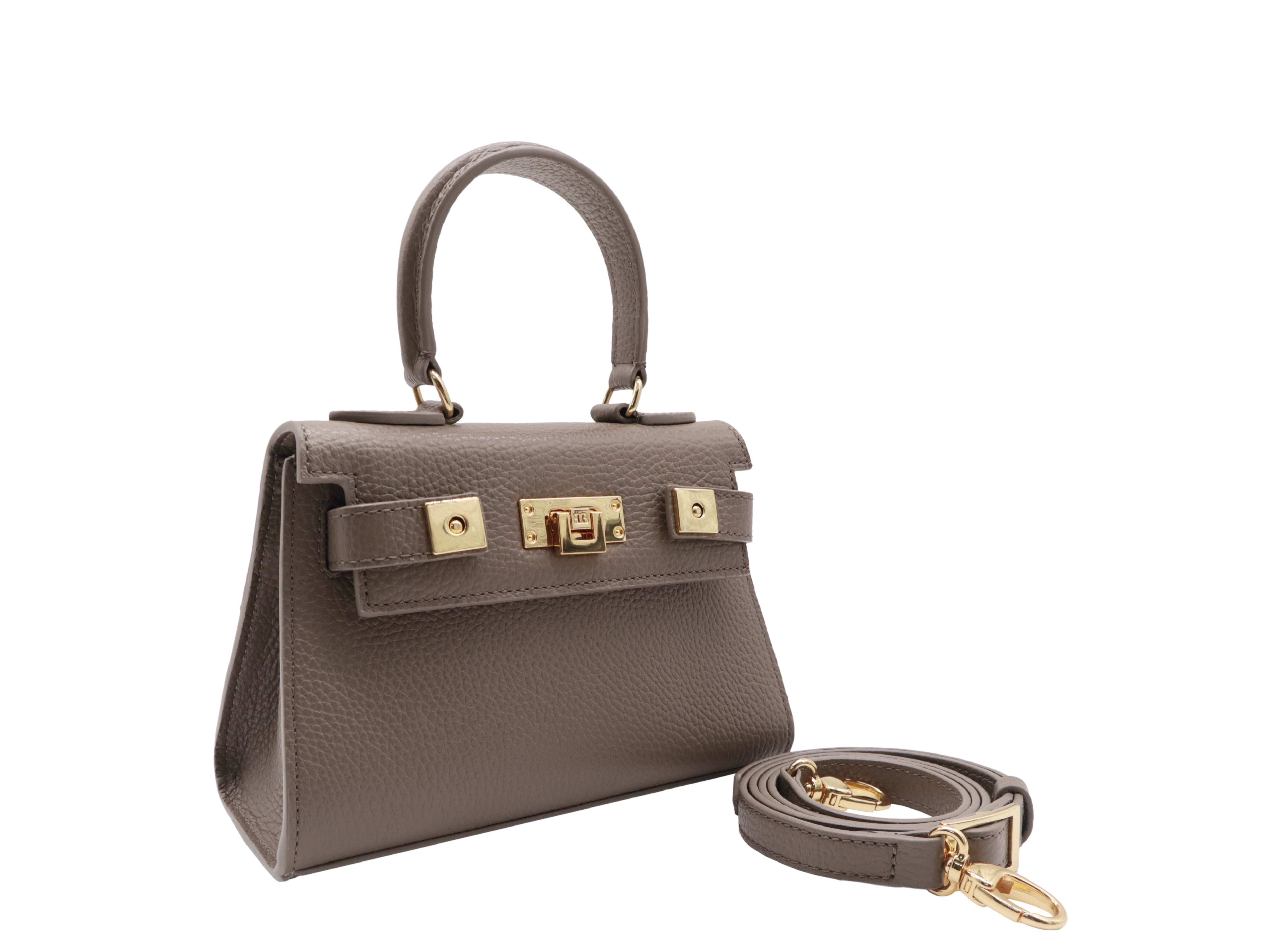 Maya Mignon Alce Leather Handbag Taupe | Lalage Beaumont