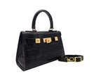 Maya Mignon Orinoco 'Croc' Print Calf Leather Handbag - Black