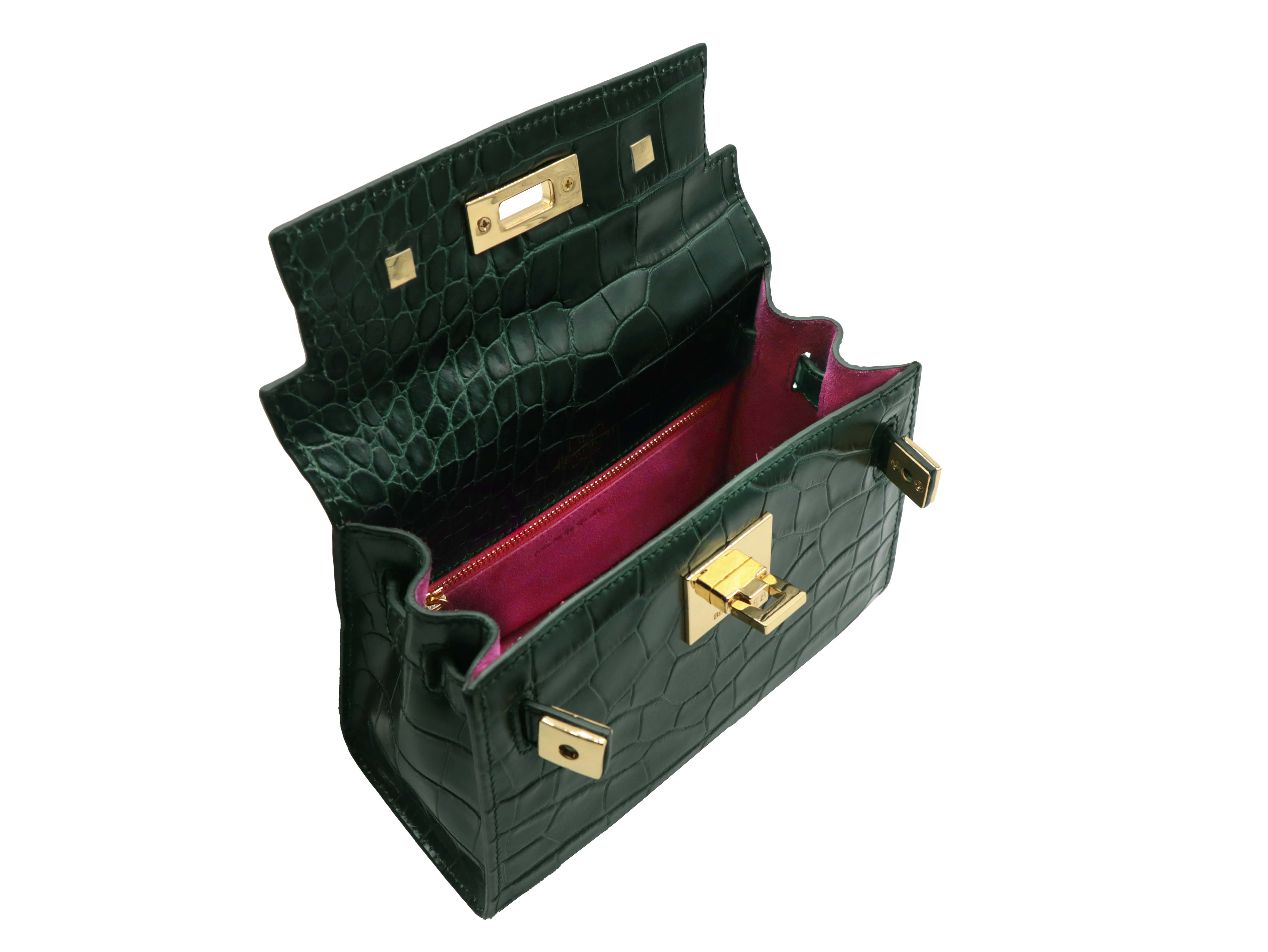 【極美品/希少】ミケランジェロ ダレスバッグ サフィアーノレザー 深緑 A4可 Maya Mignon 'Croc' Print Handbag Dark Green | Lalage Beaumont