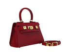 Maya Mignon Dolomite Pebble Print Calf Leather Handbag - Red