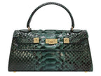 Maya East West Pythonskin Handbag - Dark Green