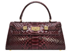 Maya East West Pythonskin Handbag - Wine