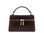 Brown ‘lizard’ print Italian leather handbag with gold zipped closure and gold accents on a white background