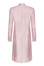 Pale Pink Dress Coat in Silk Brocade with Cord Trim and Frogging - Vicky