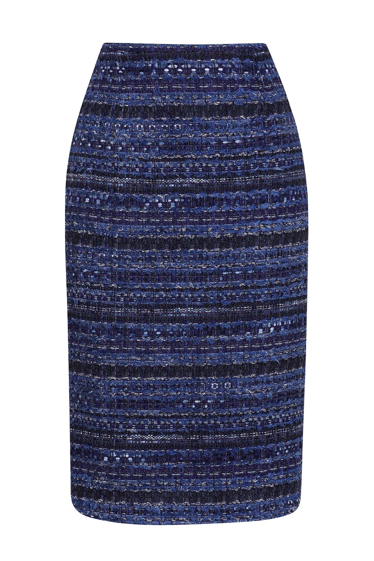 Penelope Skirt in Blue Striped French Tweed