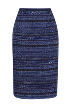 Penelope Skirt in Blue Striped French Tweed