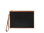 Small Pouch in Logo Jacquard Print - Black/Tan