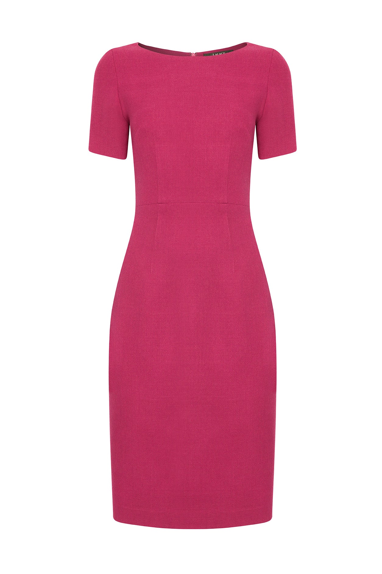 Berry Pink Dress with Boat Neck and Short Sleeves - Angie