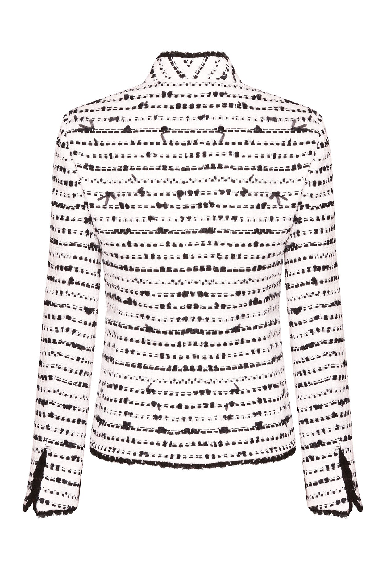 Tweed Jacket in Black and White and Black Picot Braid Edging - Diana