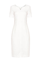 Plain White Tweed Dress with Neck and Hem Slits - Eve