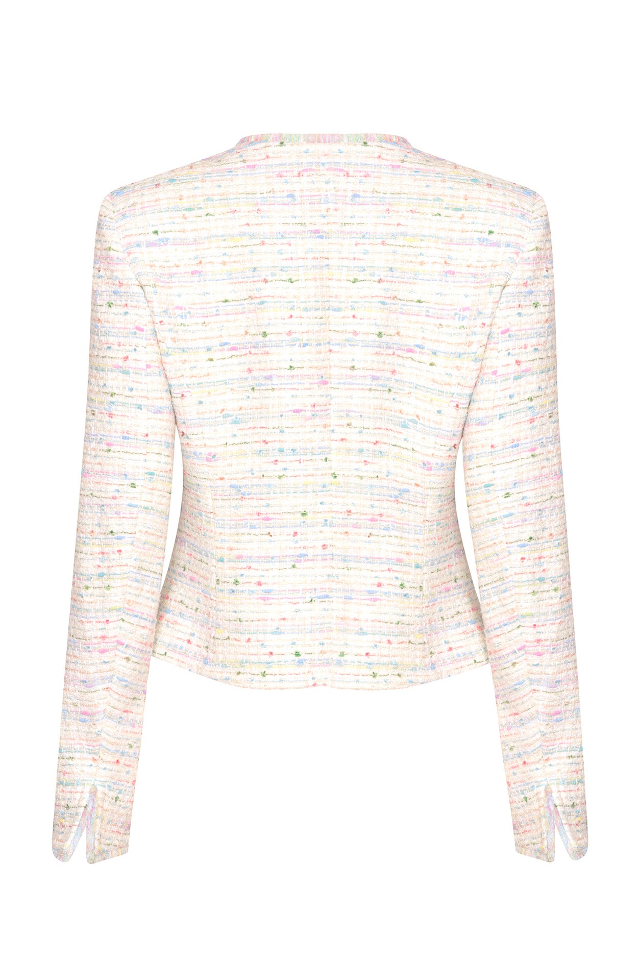 Short Tweed Edge-to-Edge Jacket in Pastel Colours - Gina