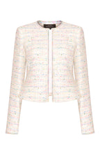 Short Tweed Edge-to-Edge Jacket in Pastel Colours - Gina