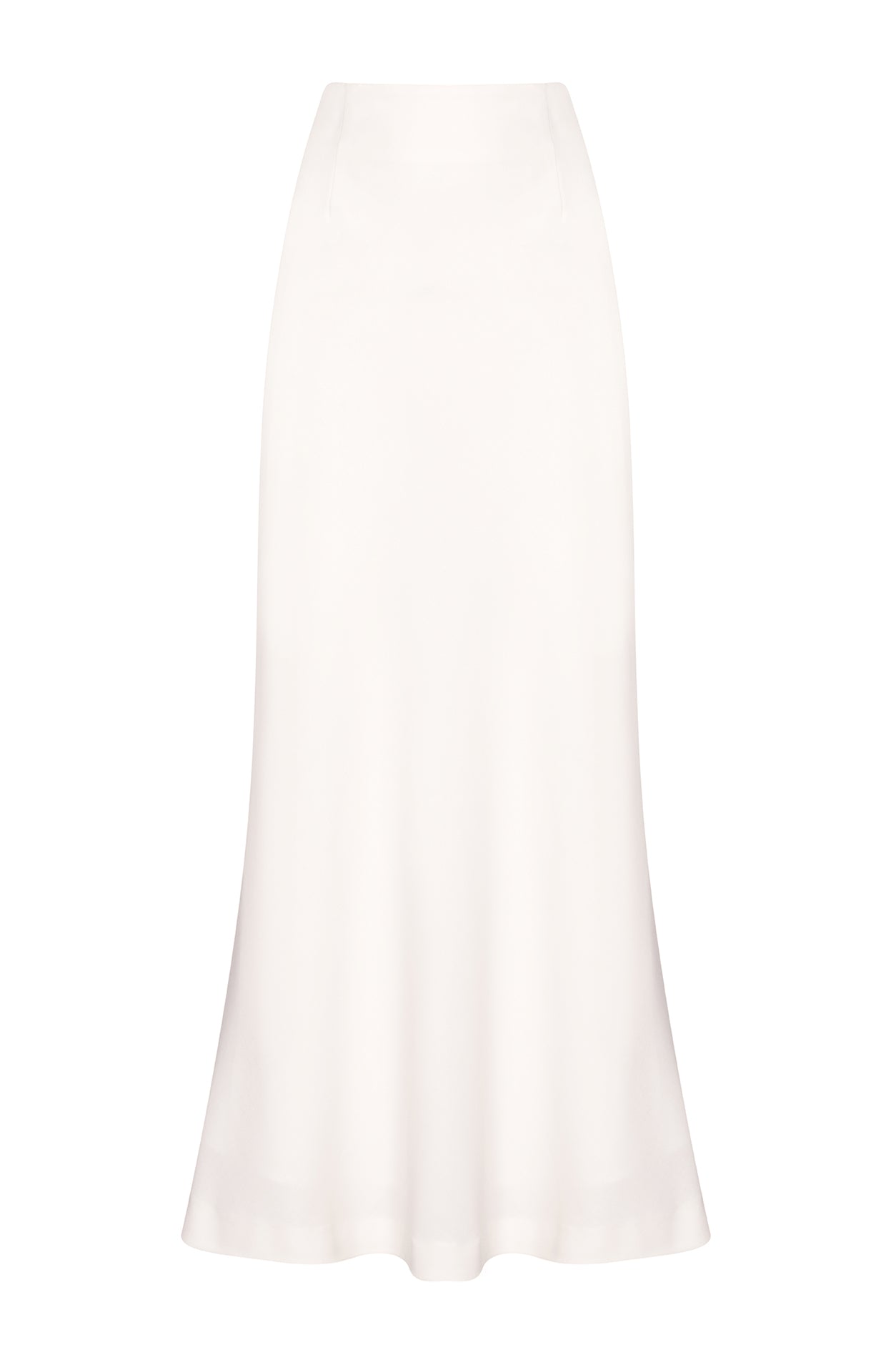 Long Bias Cut Summer Skirt in Ivory Crepe Cady - Maxine