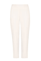 Narrow Trousers with Pressed Crease Detail in Ivory Wool Sateen - Phoebe