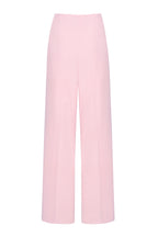 Wide Leg Trousers in Plain Pink Wool Faille - Paloma