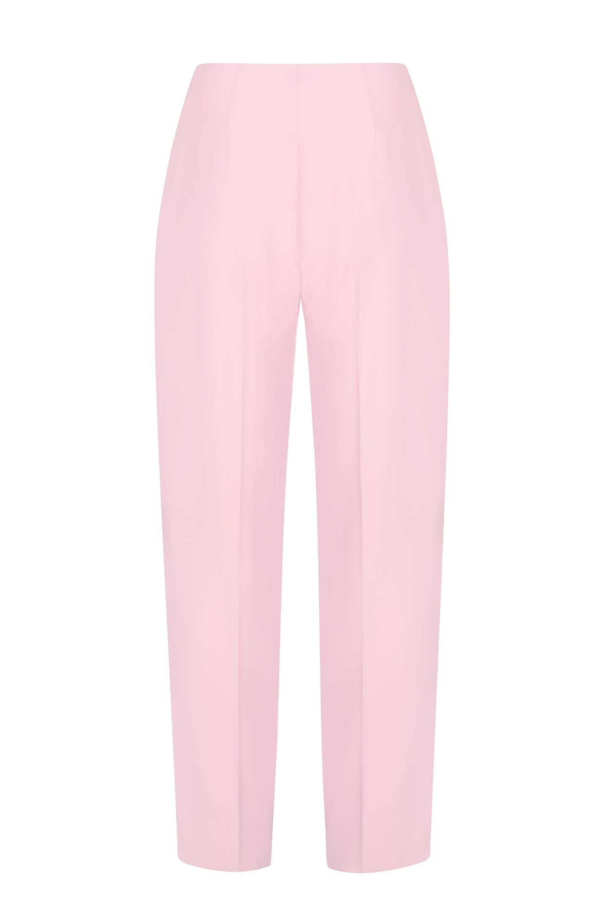 Pale Pink Narrow Trousers in Pale Pink Wool - Phoebe