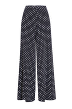 Silk Palazzo Pants in Navy/Ivory Spot Print - Camille