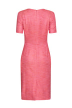 Tweed Dress with Neck and Hem Slits in Pink/Orange - Eve