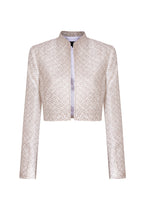 Ivory and Taupe Printed Silk/Wool Short Jacket - Hermione