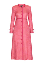 Coat-Dress in Pink/Orange Tweed with Pink Trim - Sienna