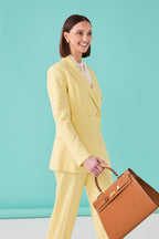 Summer Yellow Double Breasted Blazer Wool Jacket - Imogen