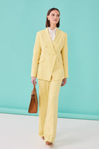 Summer Yellow Double Breasted Blazer Wool Jacket - Imogen