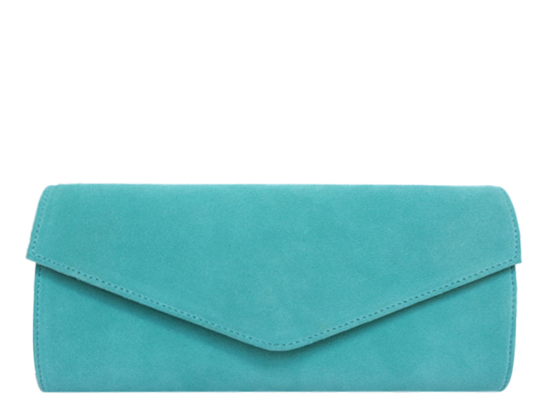 Clutch Handbag Suede - Turquoise
