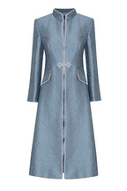 Vanessa Coat in Ash Blue Herringbone Brocade