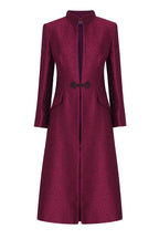 Vanessa Coat in Carmine Herringbone Brocade