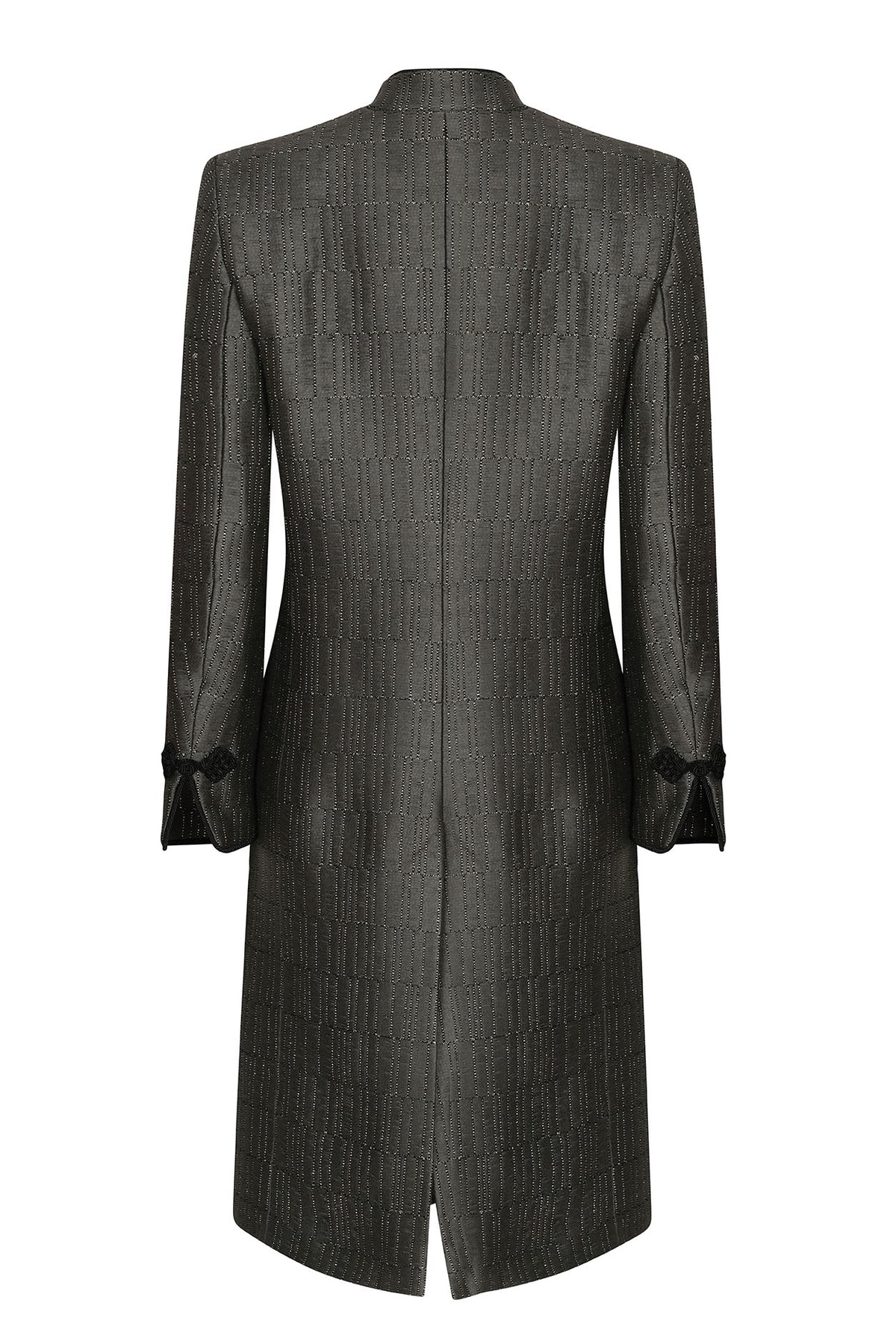 Vicky Coat in Olive with Gold and Black Ribbon Jacquard