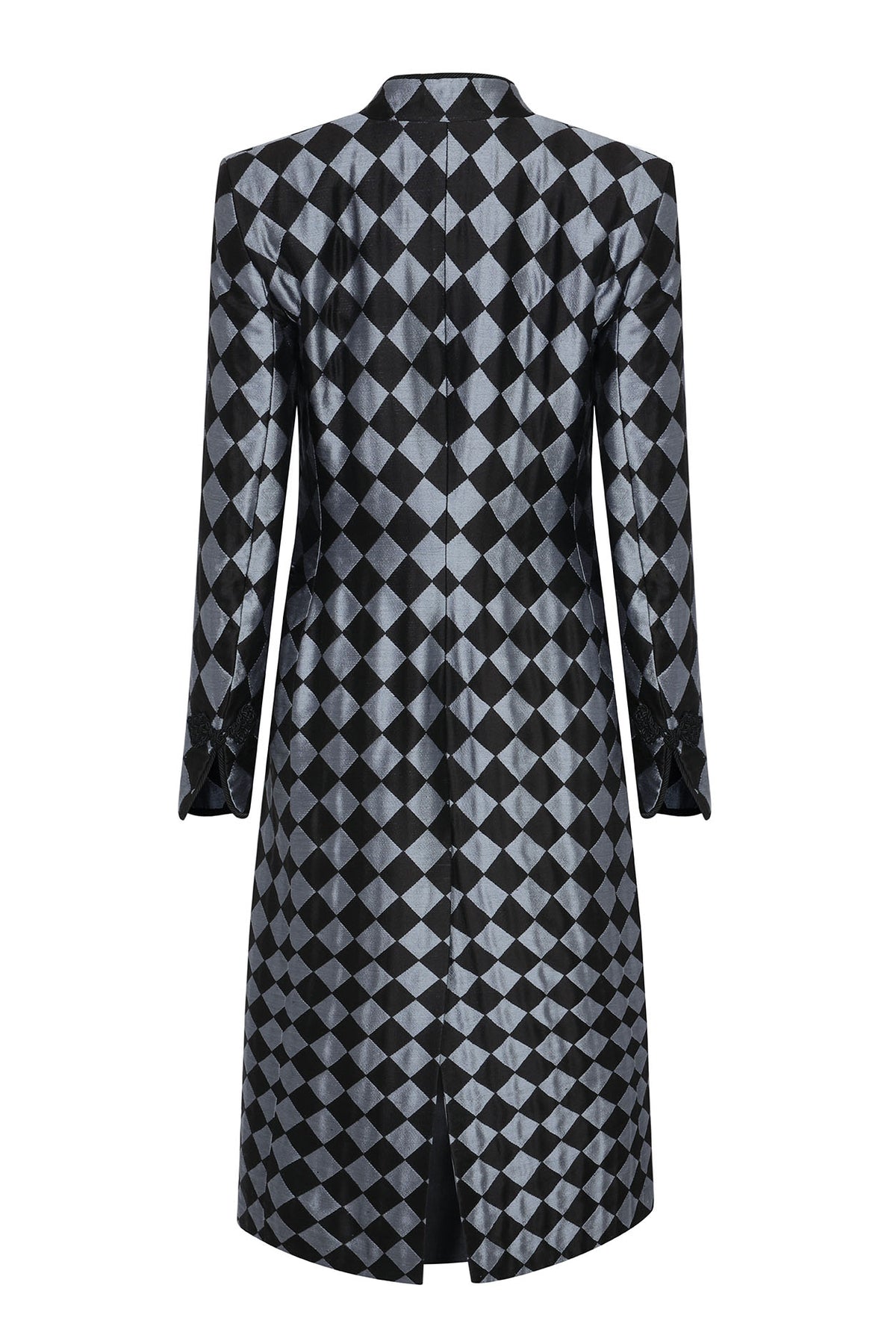 Vicky Long Coat in Ash Blue/Black Diamond