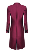 Vicky Long Coat in Carmine Plain Brocade