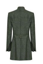 Lalage Beaumont Zoe jacket in lovat green donegal tweed, back view