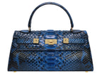 Maya East West Pythonskin Handbag - Cobalt