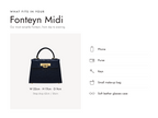 Lalage Beaumont Fonteyn Midi handbag in navy croc print leather, what fits and measurements