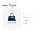 Lalage Beaumont Maya Mignon handbag in cobalt croc print leather, what fits and measurements
