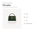 Lalage Beaumont Ninette handbag in green pebble print leather, what fits and measurements